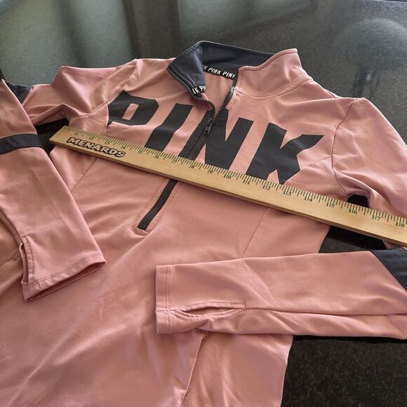 Victoria’s Secret PINK Ultimate 1/4 Zip Logo Pullover Top XS Pink/Charcoal M - Picture 12 of 14